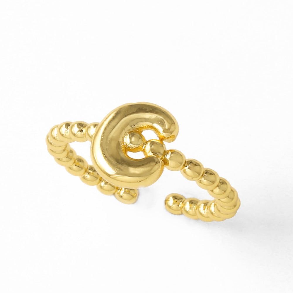 Wholesale 26 English letter rings gold-plated open rings