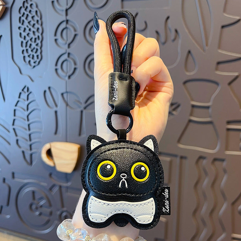 Wholesale PU Leather Cat Keychain Pendant Trendy Car Key Accessory With Ragdoll Cat Design Gift For Couples Boutique Resale