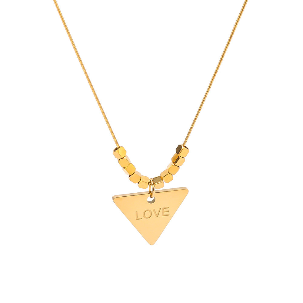 Wholesale titanium steel triangle tag with letter pendant necklace