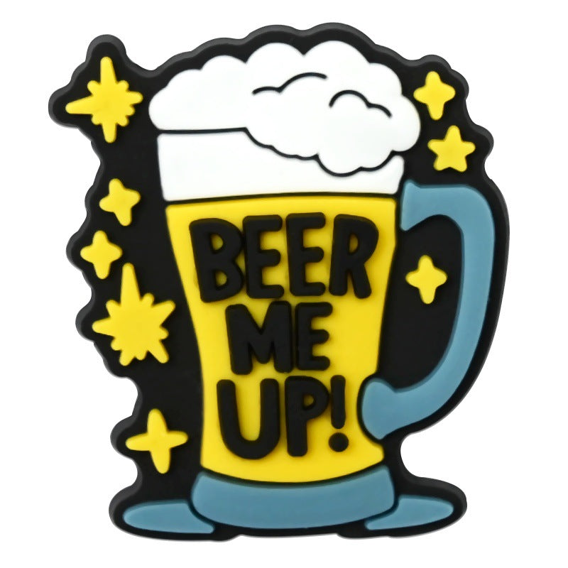 Wholesale  Random 100pcs e-commerce beer festival phrase series of clogs PVC Soft Rubber Shoe Buckle Decoration