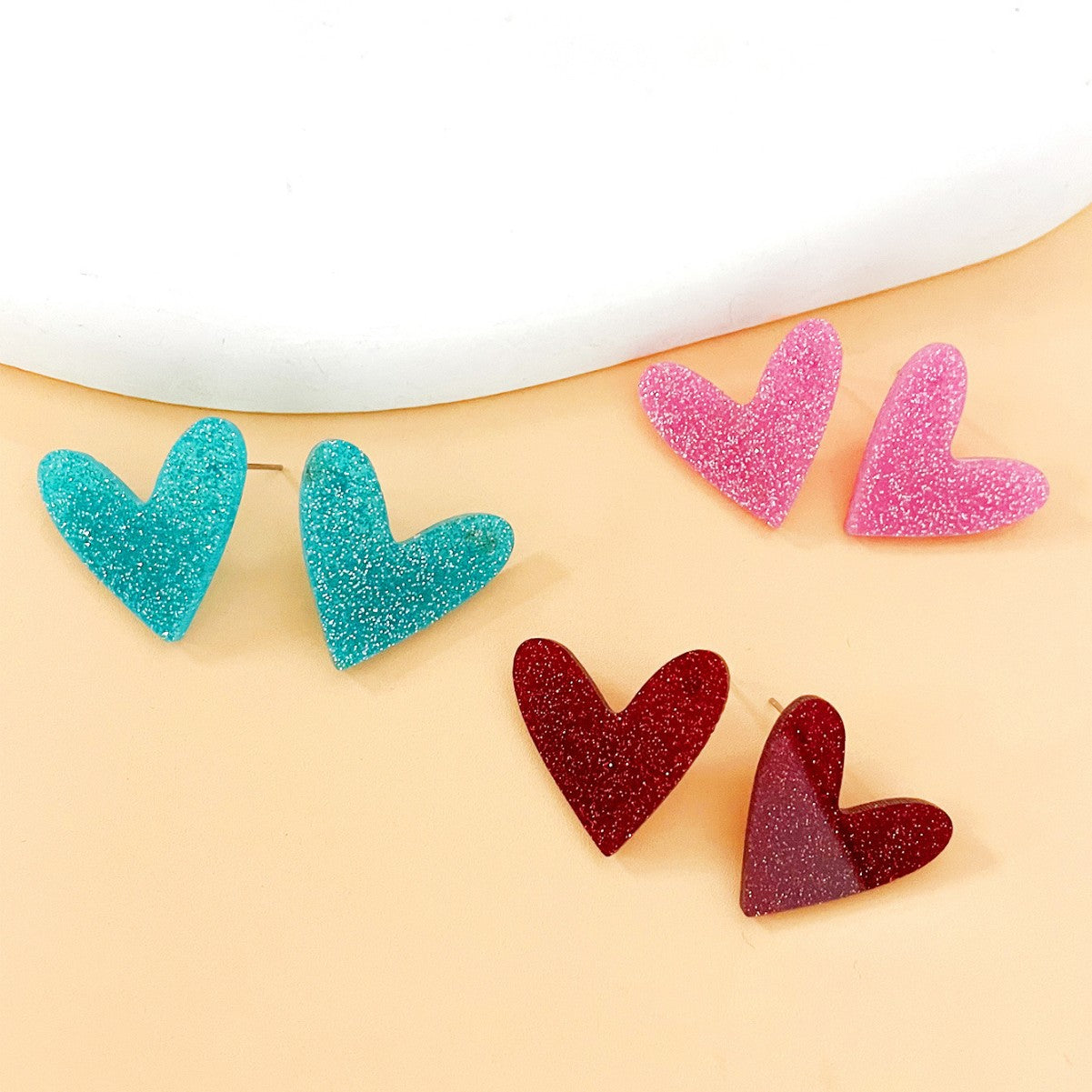 Wholesale Valentine's Day Sequin Heart Earrings Set