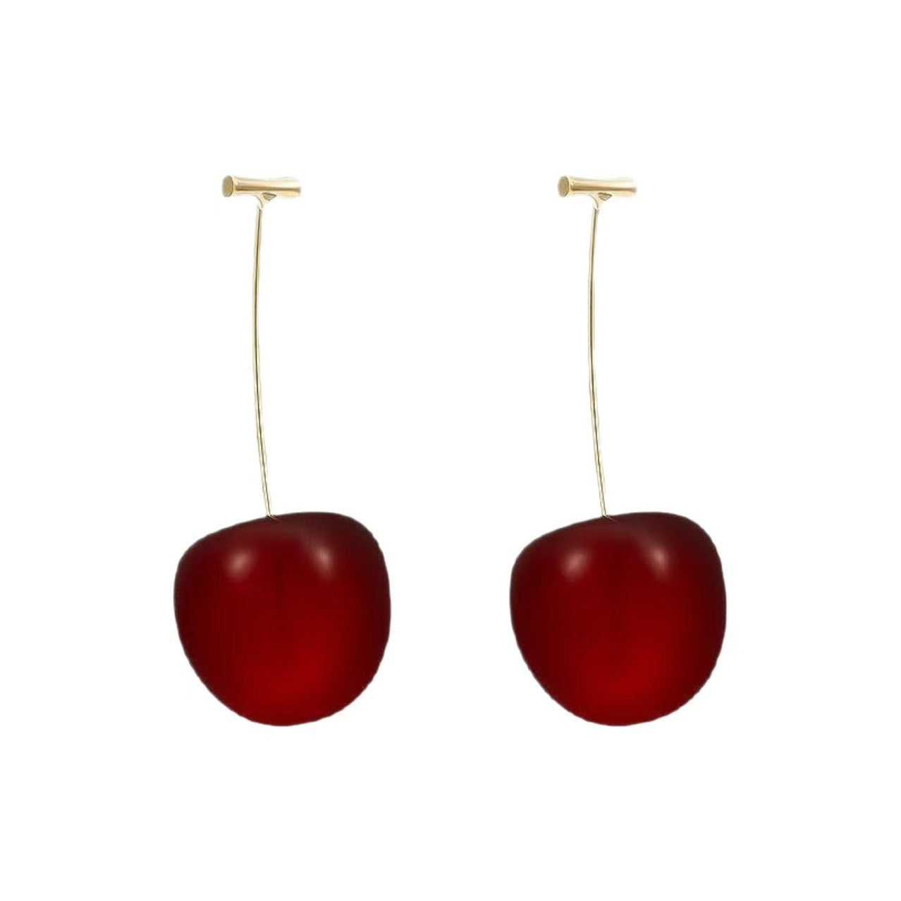 Wholesale Trendy Dark Red Cherry Fruit Earrings Women S Round Stud Earrings Alloy Electroplated Sweet Everyday Jewelry Accessory For Resale