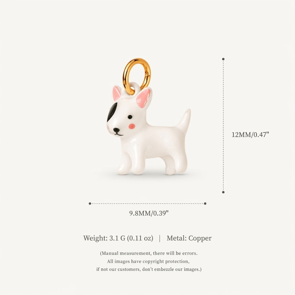 Wholesale Copper Electroplated Cute White Dog Cartoon Pendant Jewelry Accessory Gift