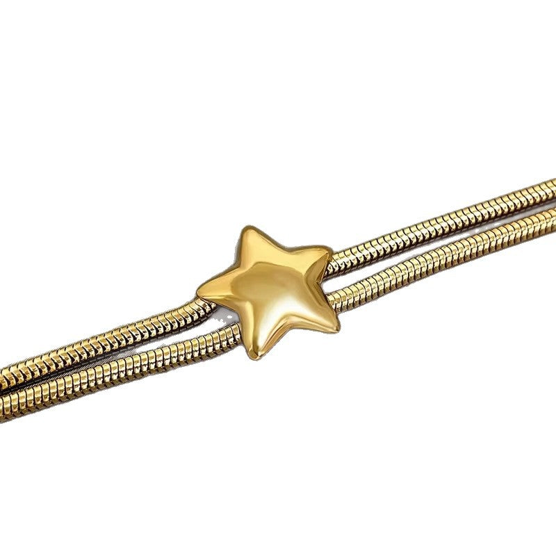 Wholesale Coiled Snake Wrap Bracelet With Star Charms Gold Titanium Steel Jewelry Stylish Unisex Gift For Boutique Resale