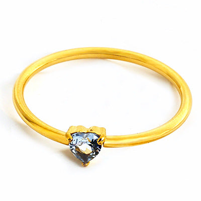 Wholesale 2PCS Titanium steel heart-shaped zircon ring