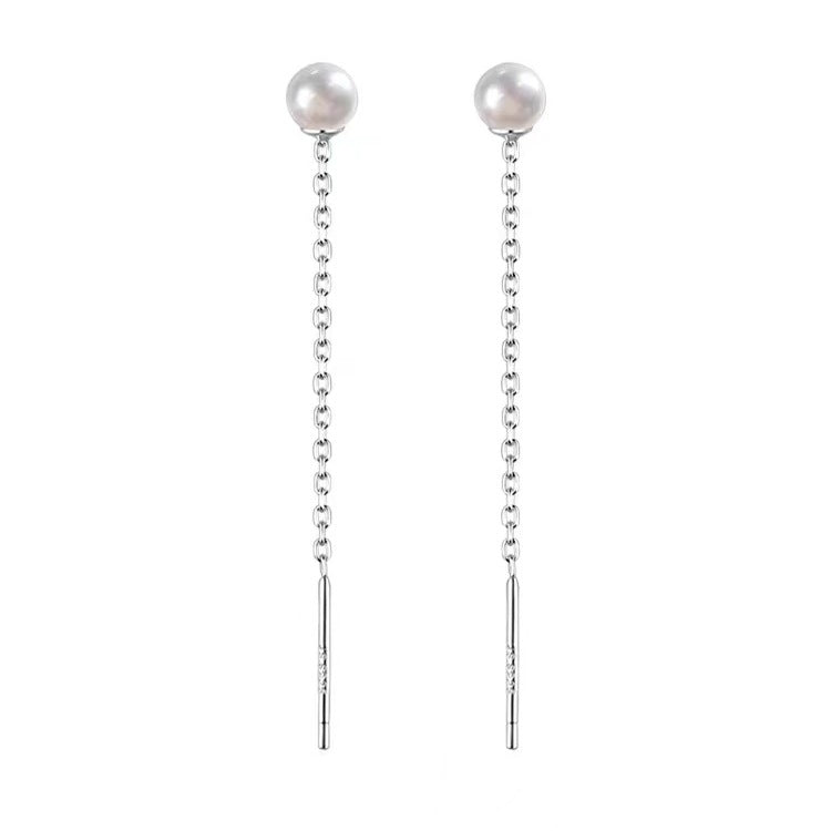Wholesale 925 sterling silver pin pearl ear wire tassel earrings