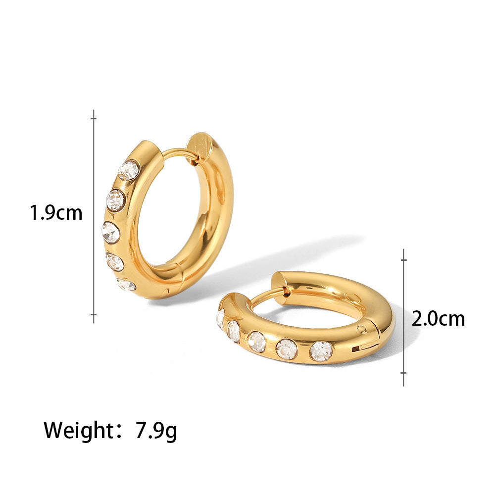 Wholesale 18K Gold Plated Stainless Steel Zircon Inlaid Hoop Earrings ACC-ES-MuShan045