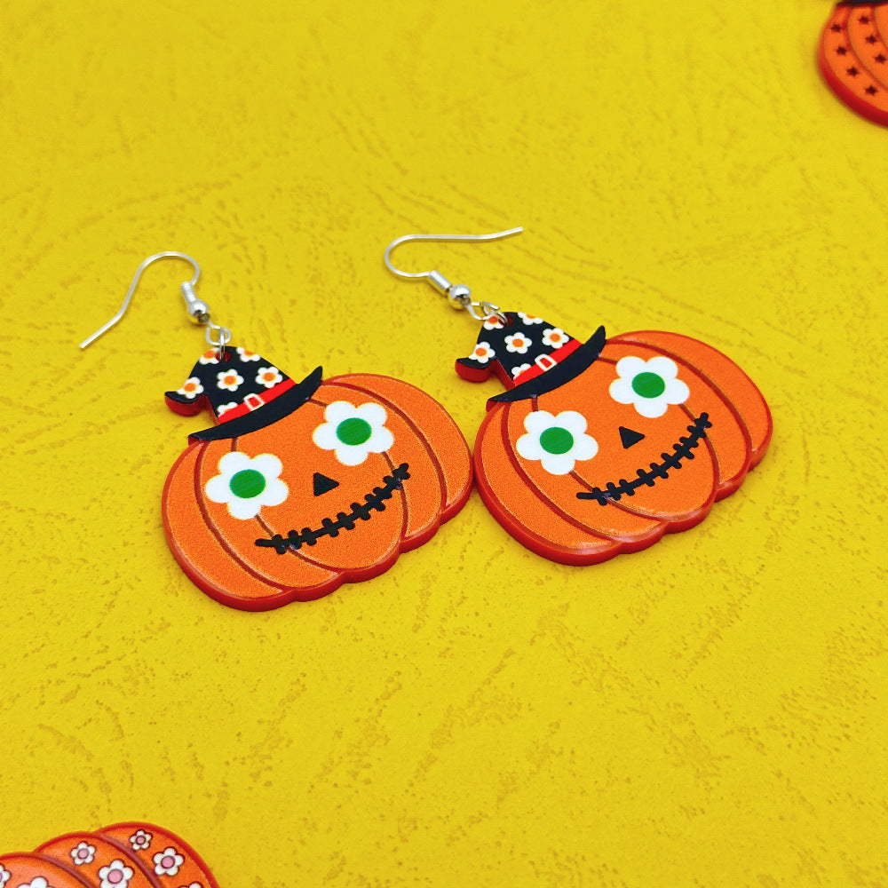 Wholesale Halloween Pumpkin Eyes Acrylic Earrings ACC-ES-Weiw003