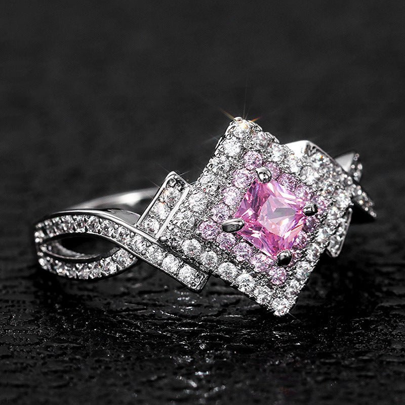 Wholesale Criss-Cross Pink Diamond &  Zircon Ring