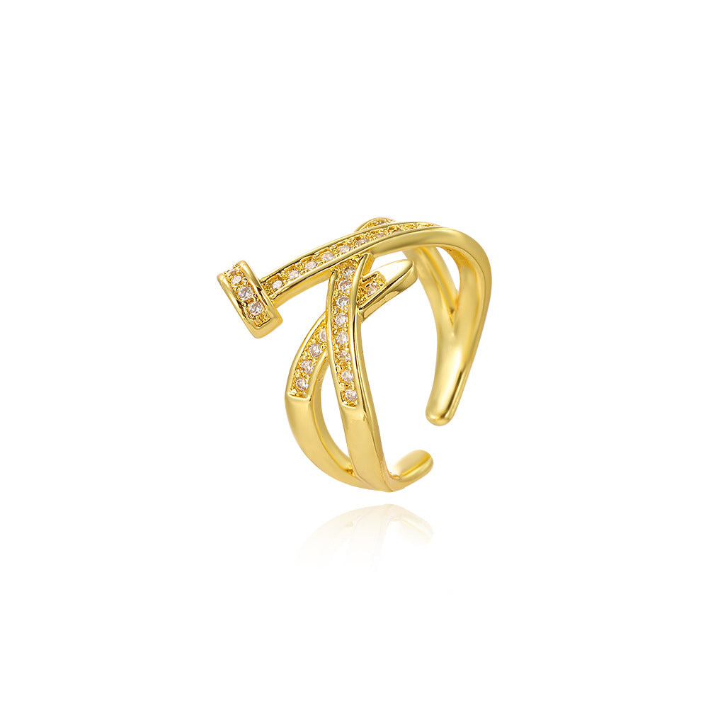 Wholesale Zircon stacking open ring