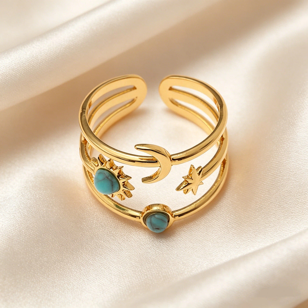 Wholesale Gold Tone Stainless Steel Open Heart Ring With Rhinestones Women S Fashion Jewelry Gift Boutique Resale