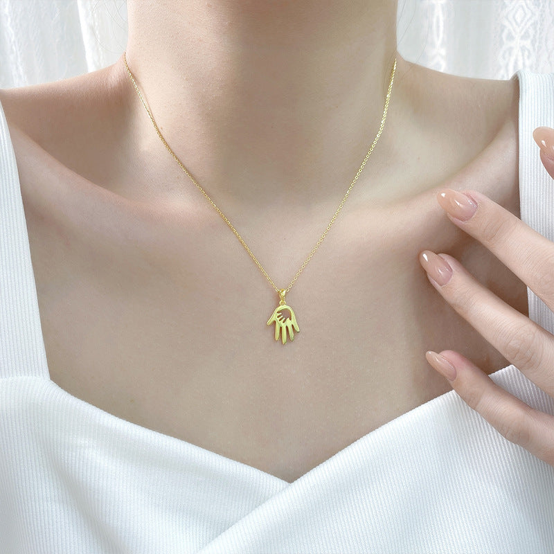 Wholesale Mama's Love Necklace Female S925 Sterling Silver Palm Pendant Necklace