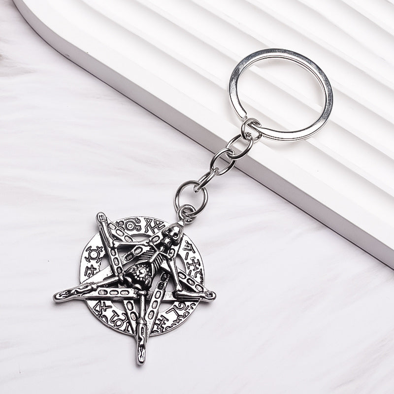 Wholesale Stylish Silver Skull Star Key Pendant Alloy Car Key Accessory Chic Resale