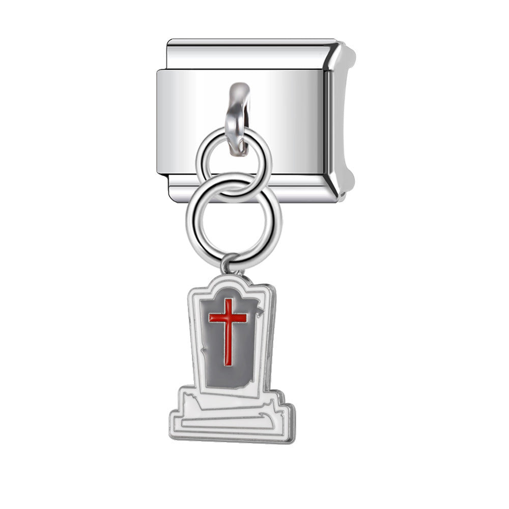 Wholesale Italian Charm Bracelet 9mm DIY Splicing Stainless Steel Halloween Pumpkin Series Composable Bracelet