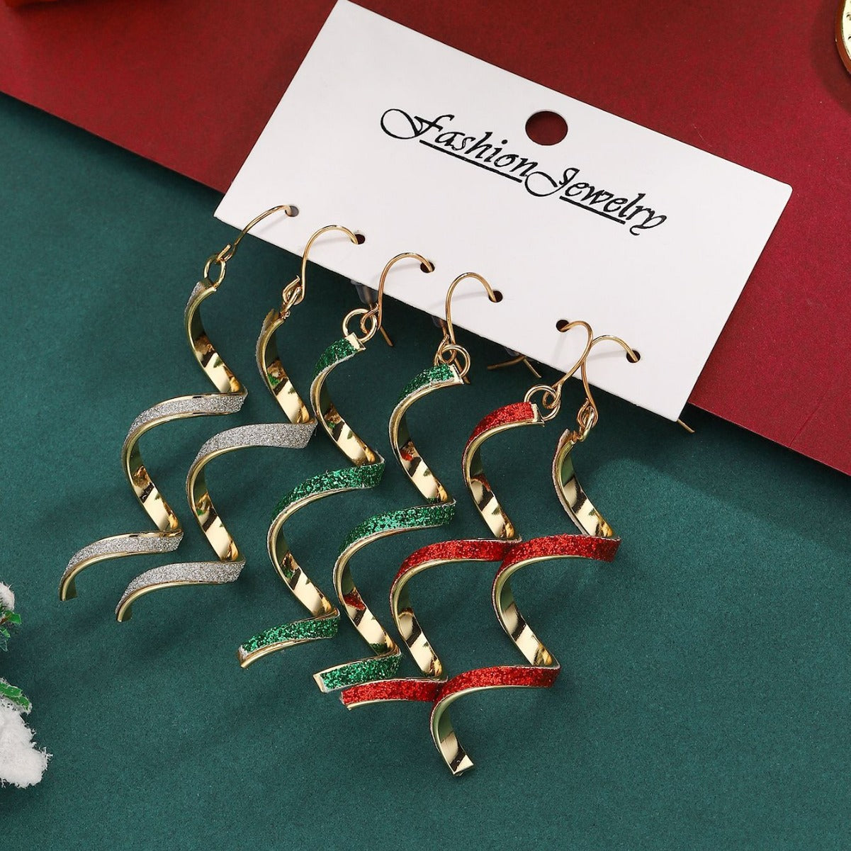 Wholesale  Christmas spiral geometric earrings