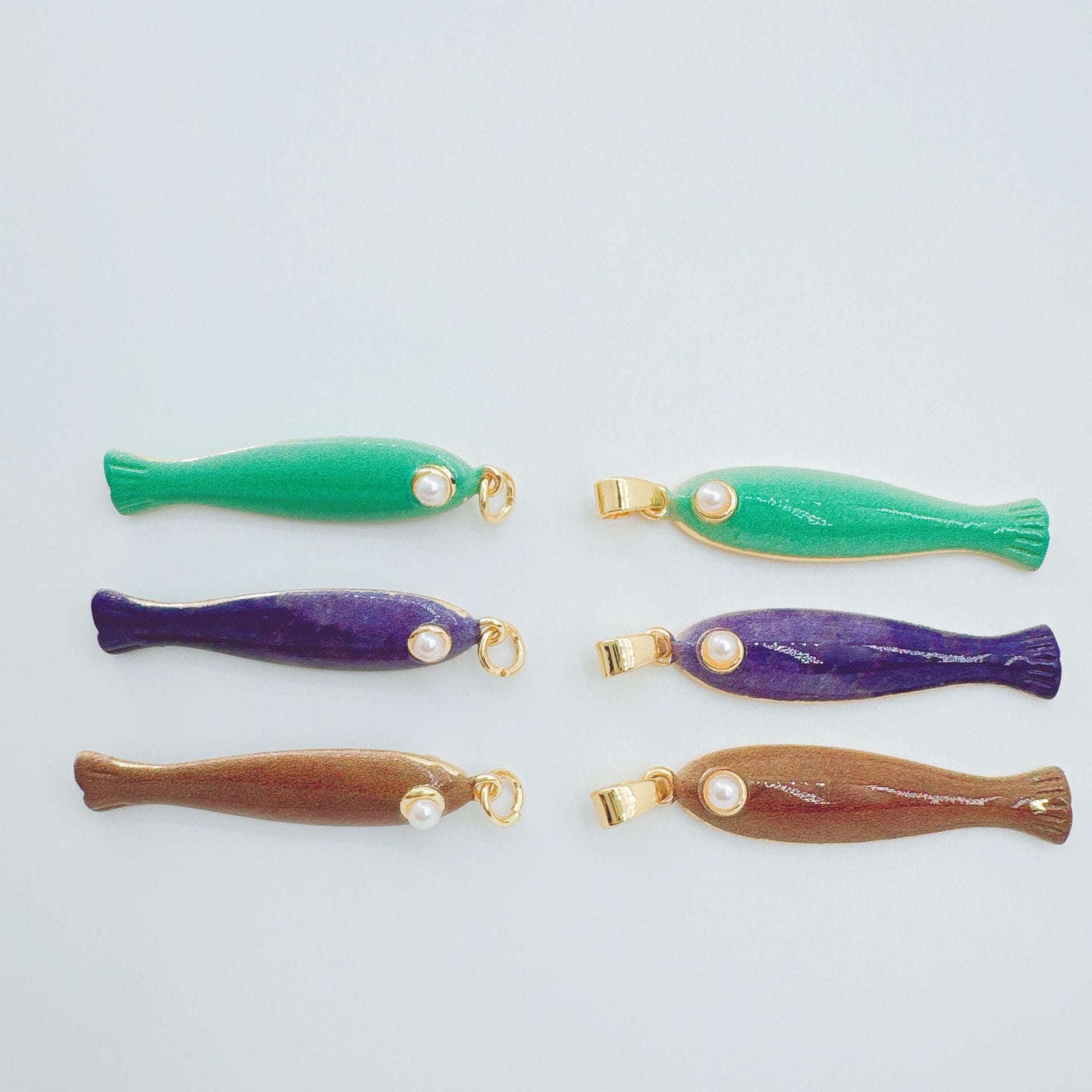 Wholesale Ocean Series Fish Pendant Gold Plated Copper DIY Jewelry Accessory