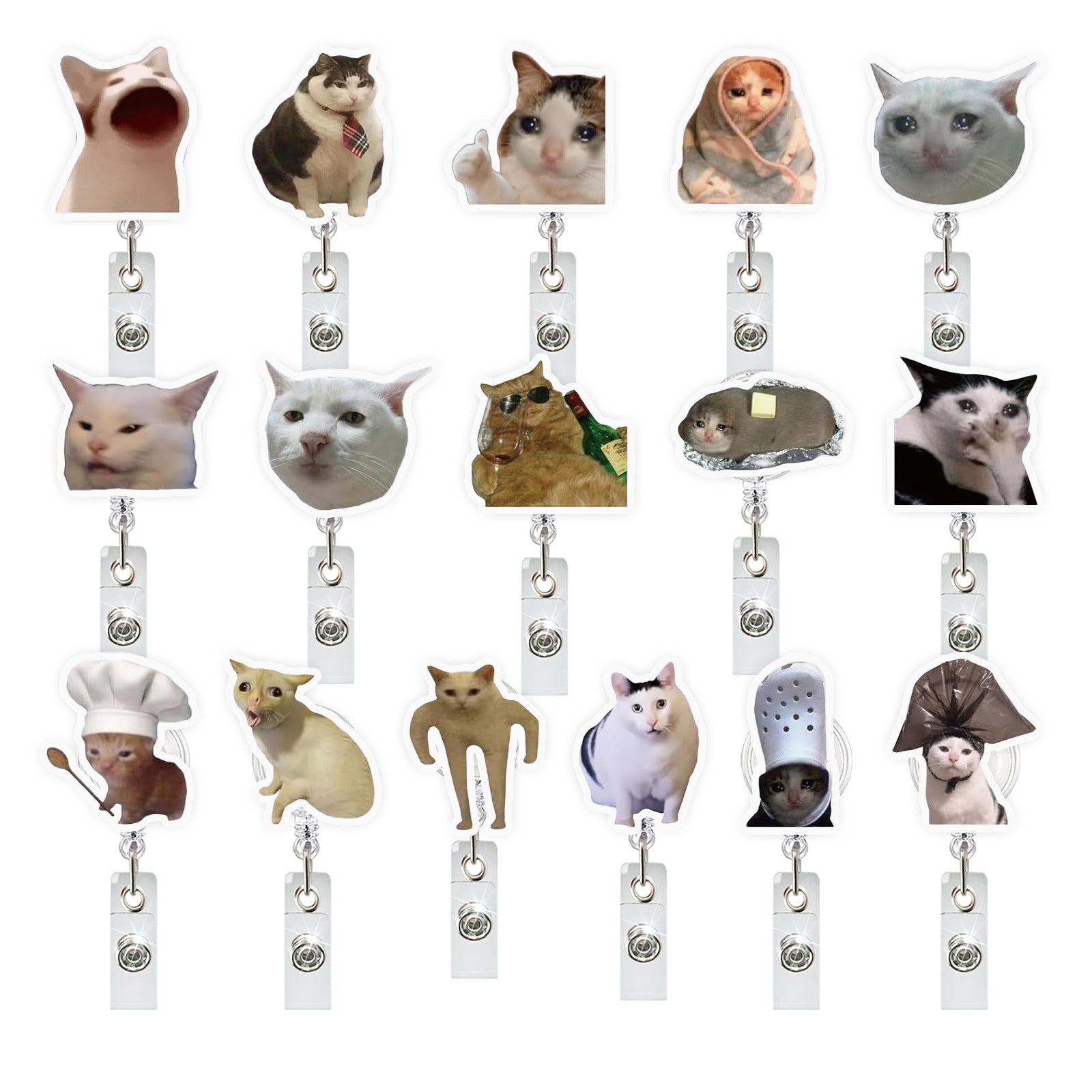 Wholesale Funny Cat Emoticon Acrylic Retractable Badge Reel for Party Gift