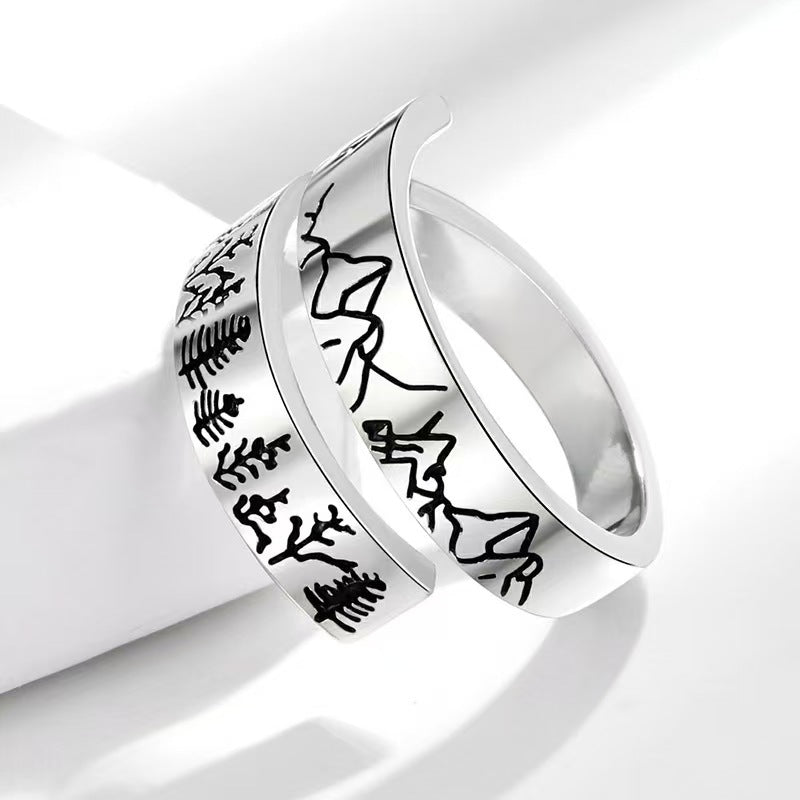 Wholesale Simple Mountain Ring Adjustable Nordic Mountain Shape Index Finger Ring