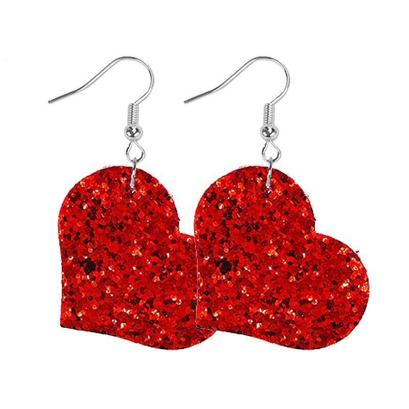 Wholesale PU leather heart-shaped earrings