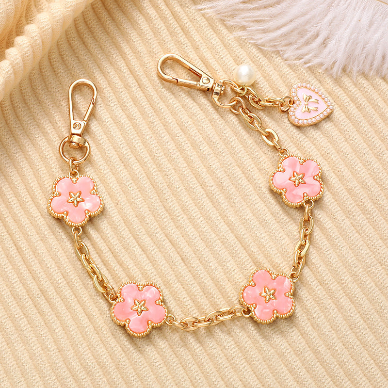 Wholesale Acrylic Five Leaf Clover Metal Keychain Chain Keychains ACC-KC-GeLian001