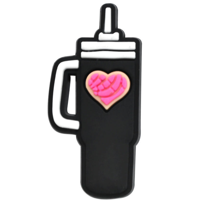 Wholesale  Random 100pcs Love-themed Water Bottle PVC Soft Rubber Shoe Buckle Decoration