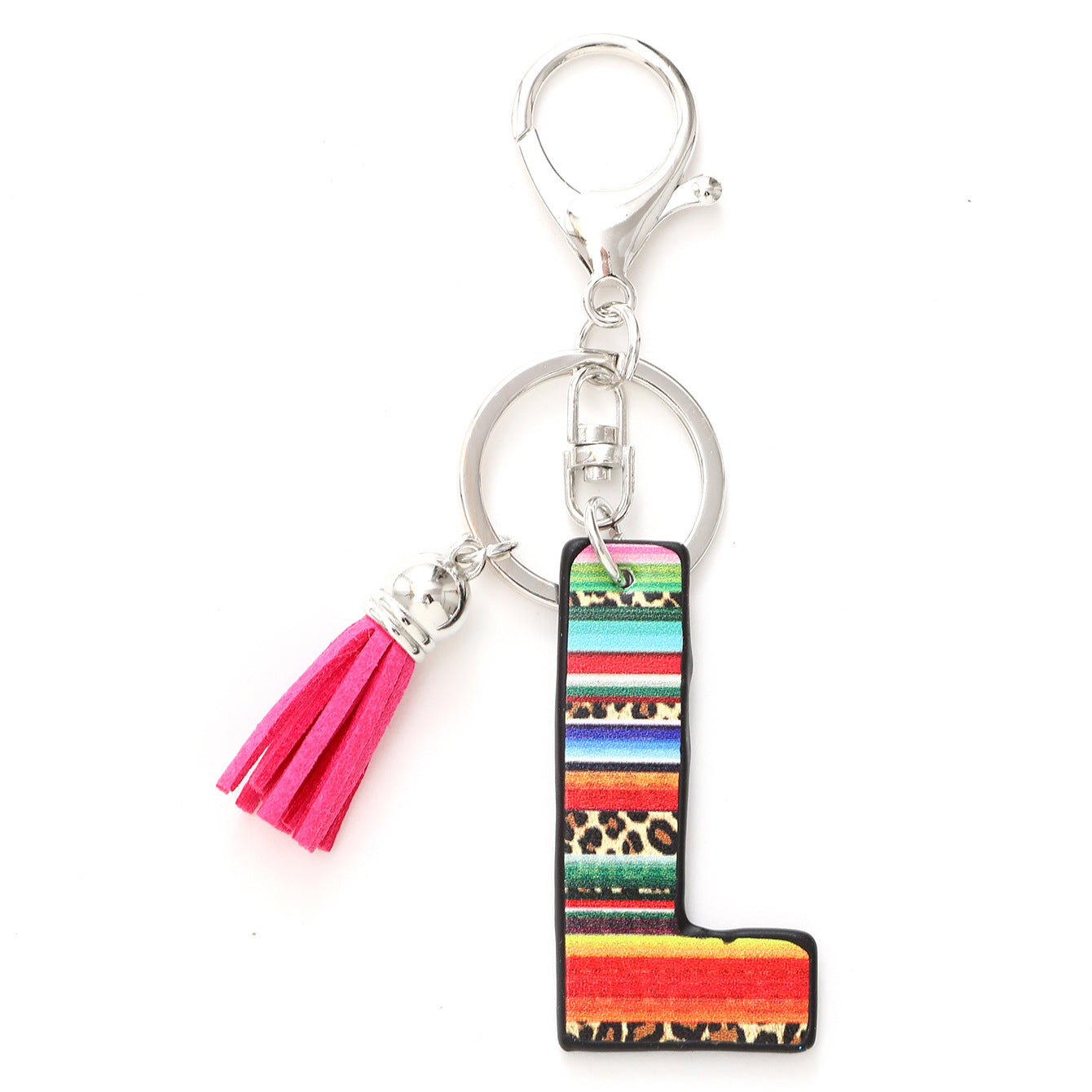 Wholesale Western Style Aztec Leopard Leather Letter Tassel Keychain ACC-KC-YTian009