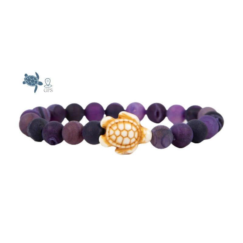 Wholesale 8mm Green Lava Rock White Turtle Bracelet