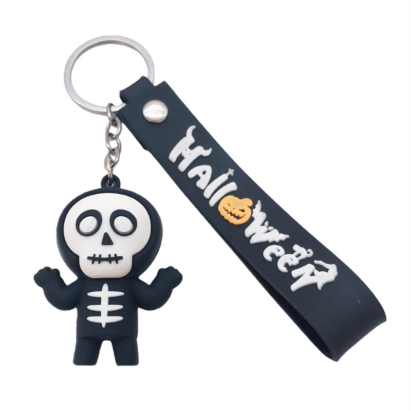 Wholesale Cute  Soft Glue Keychain Pendant Skull Pumpkin Cartoon Car Key Accessory Gift