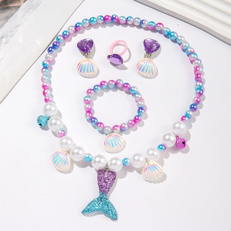 Wholesale  Children Mermaid Tail Necklace Bracelet  Jewelry suit