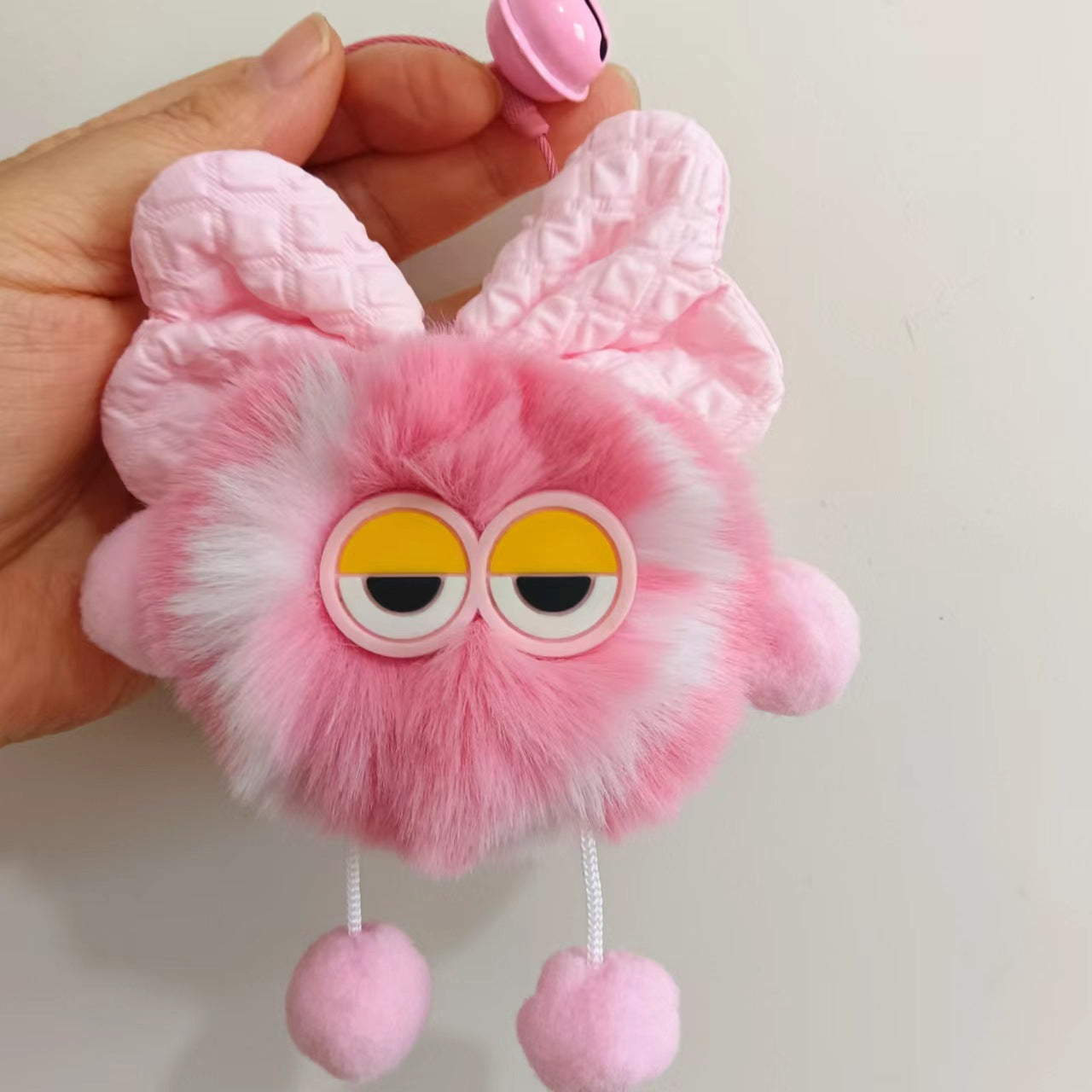 Wholesale cute little tennis ball rex rabbit fur keychain