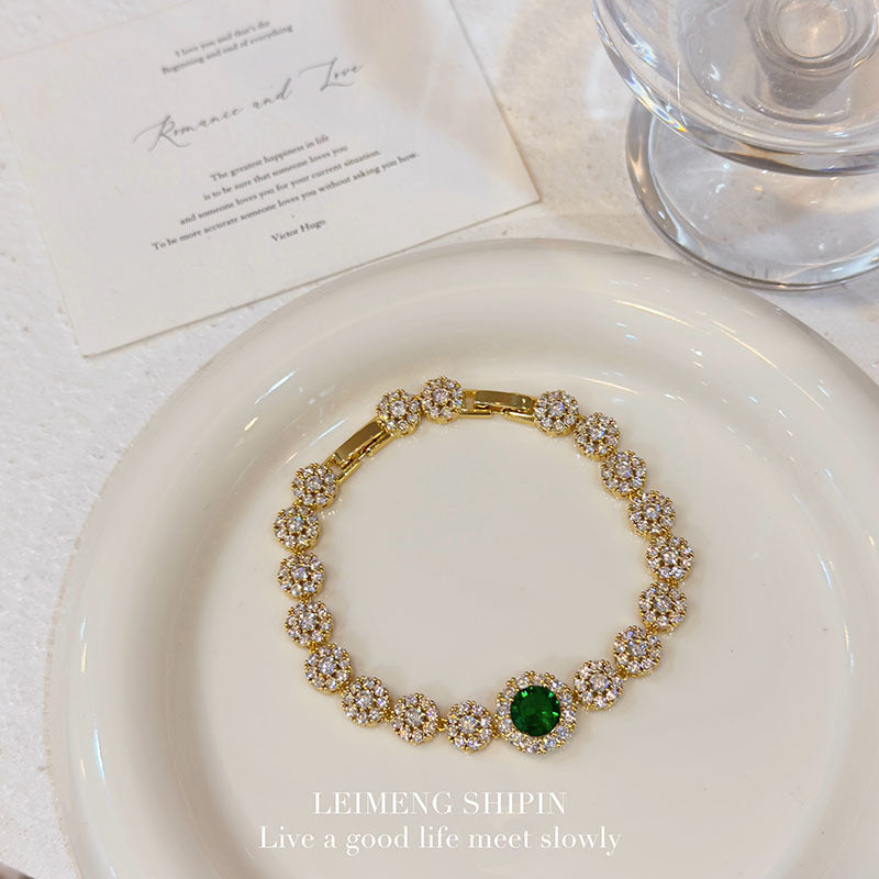 Wholesale Copper Micro-Inlaid Round Zircon Bracelet