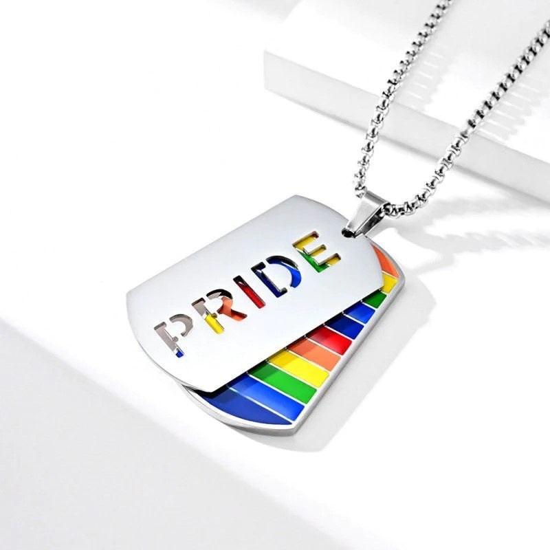Wholesale LGBT Rainbow Double Layer Colorful Stainless Steel Necklace ACC-NE-MS022