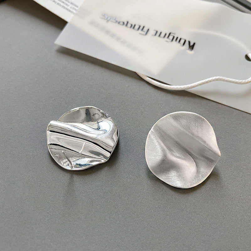 Wholesale  brushed metal irregular curved surface exaggerated earrings