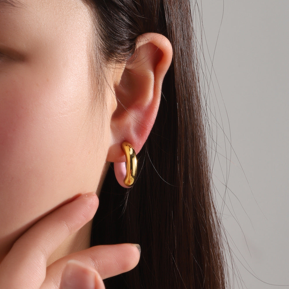 Wholesale Titanium steel earrings  drop oil color enamel  opening C- shaped buckle retro earrings