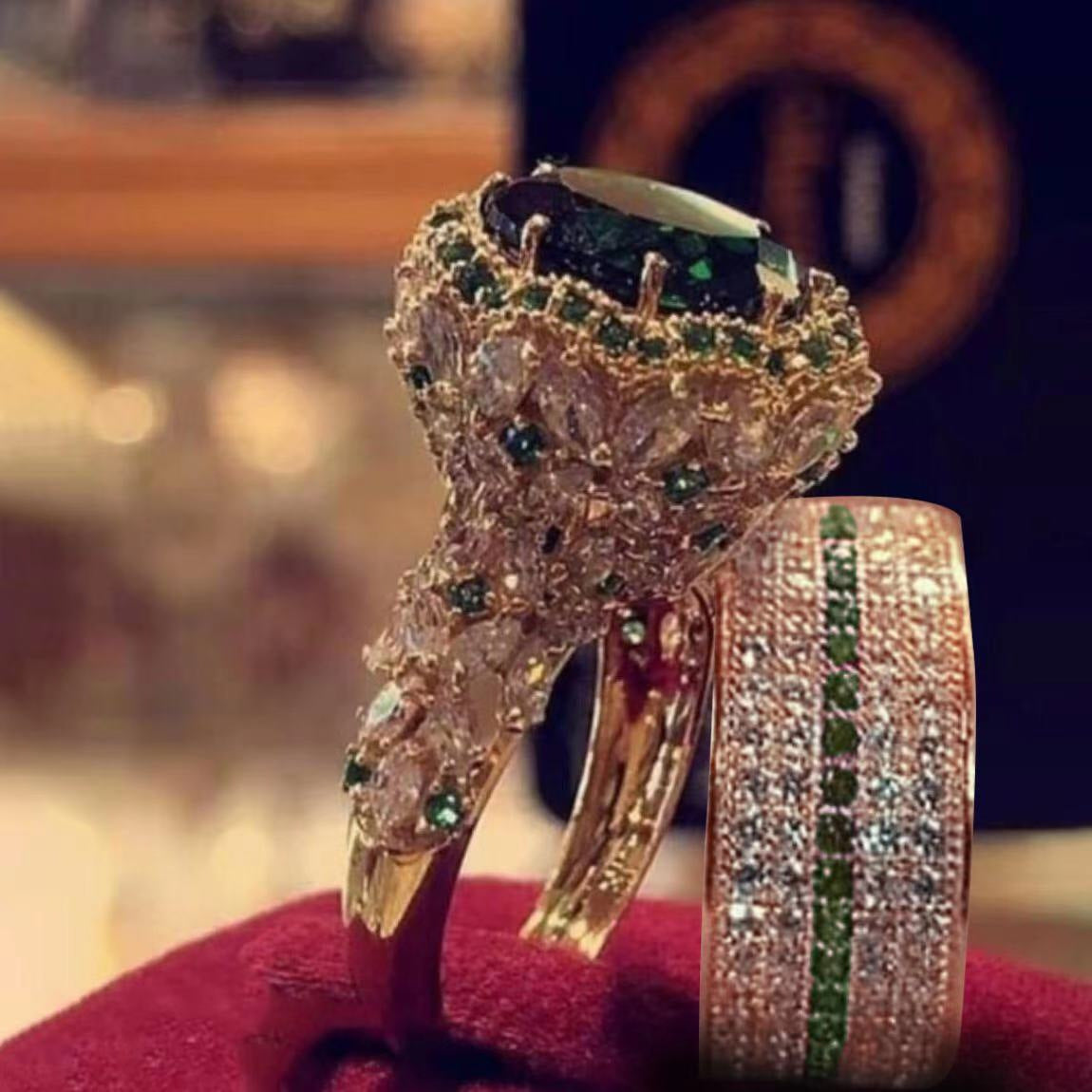 Wholesale Yiwu Sanjie Aliexpress Cross-Border New Hot-Selling Full-Diamond Jewelry European and American Ins Style Diamond-Encrusted Women' s Ring