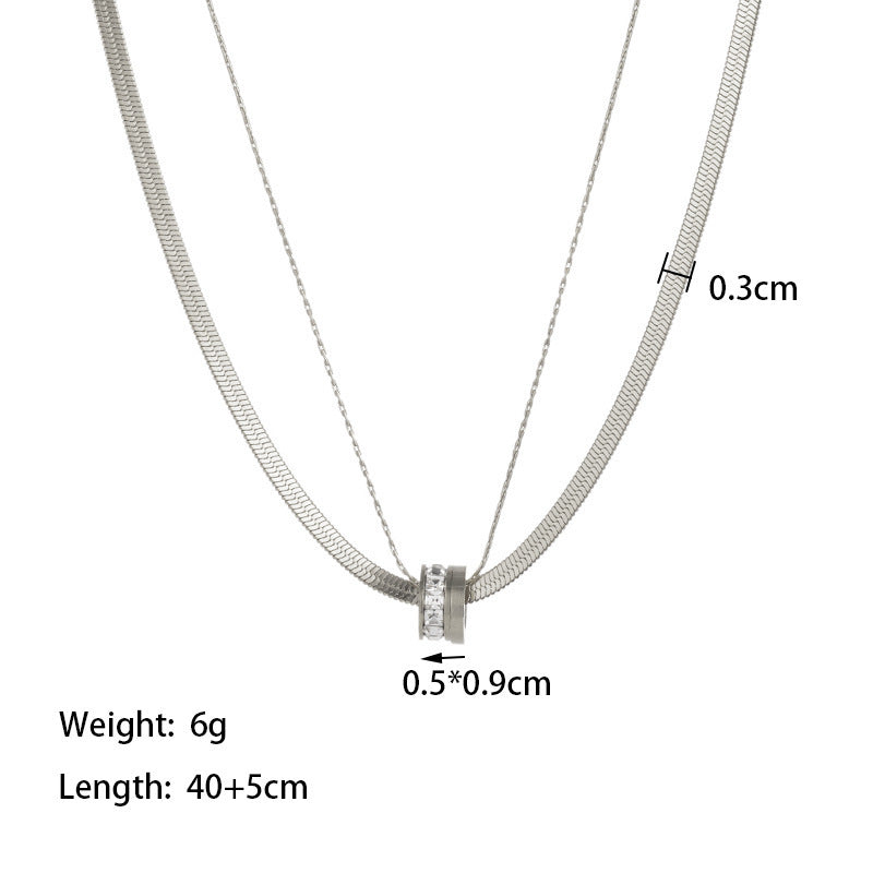 Wholesale Titanium Steel Clavicle Chain Transfer Ring Necklaces ACC-NE-Qiyun005
