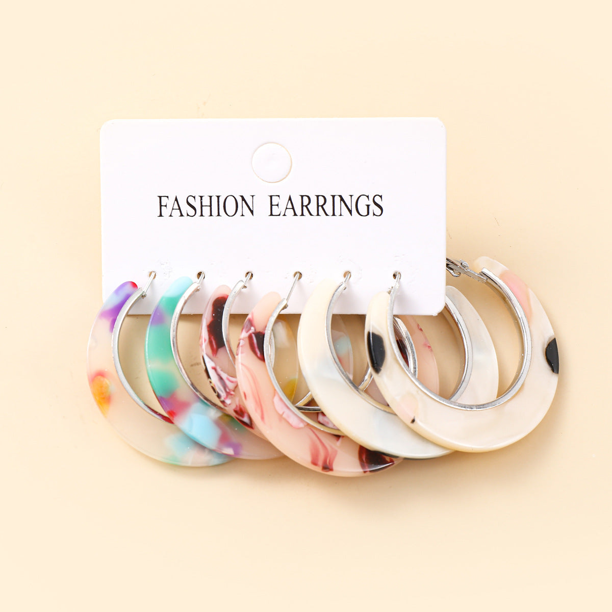 Wholesale Modern Acetate C-Shaped Round Earrings Geometric Design Gift Jewelry Accessory