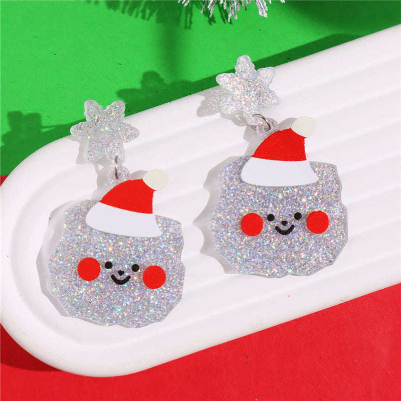 Wholesale Christmas  Color  House Sweater Bell Personalized Acrylic Earrings
