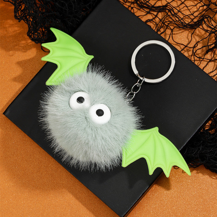 Wholesale Cartoon Bat Fur Ball Keychain,  Purple Silicone Bag Charm,  Cute Monster Elf Key Ring for Gift and Resale