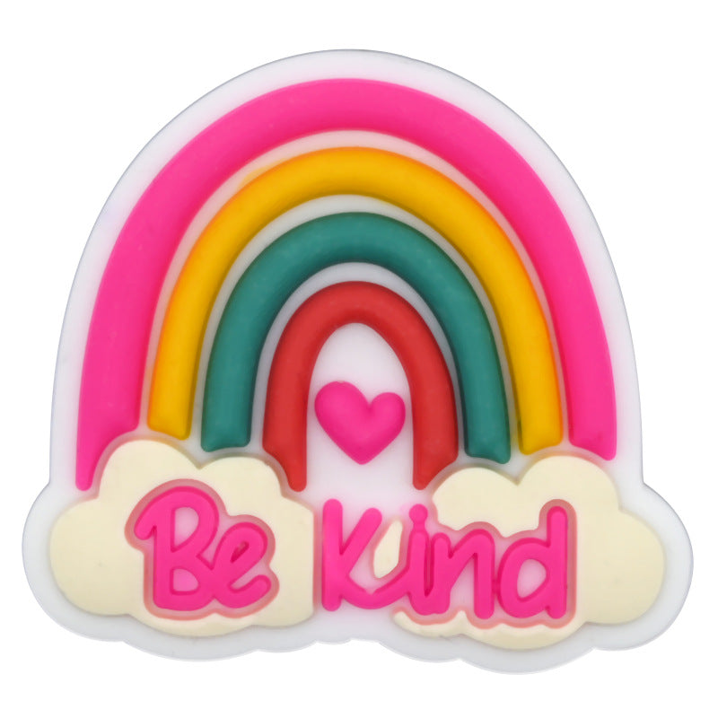 Wholesale Random 100pcs Cartoon Rainbow PVC Soft Rubber Shoe Buckle Decoration ACC-SC-RYY065