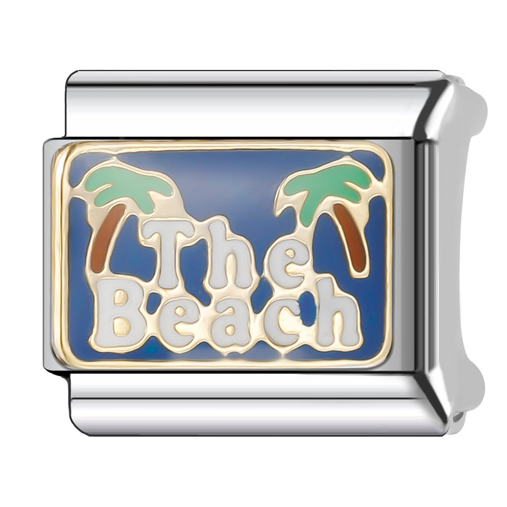 Wholesale Italian Charm Bracelet 9mm DIY Splicing Holiday Scenery Stainless Steel Composable Bracelet