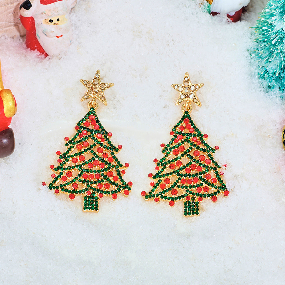 Wholesale Christmas Tree Hollow  Earrings