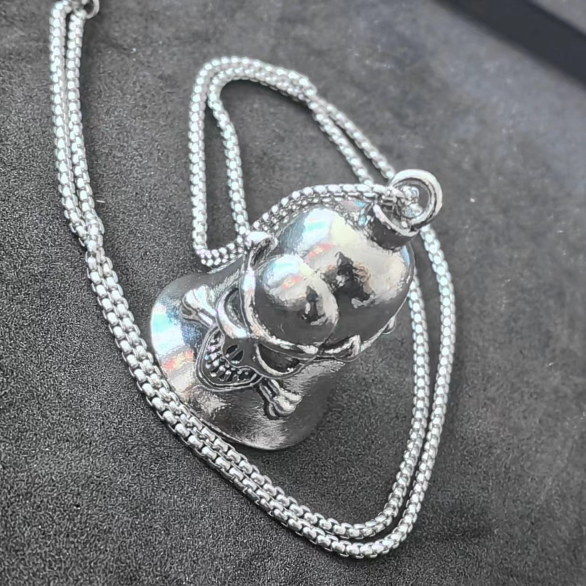 Wholesale  Retro Punk Men's Motorcycle Style Alloy Skull Riding Exorcism Bell Necklaces