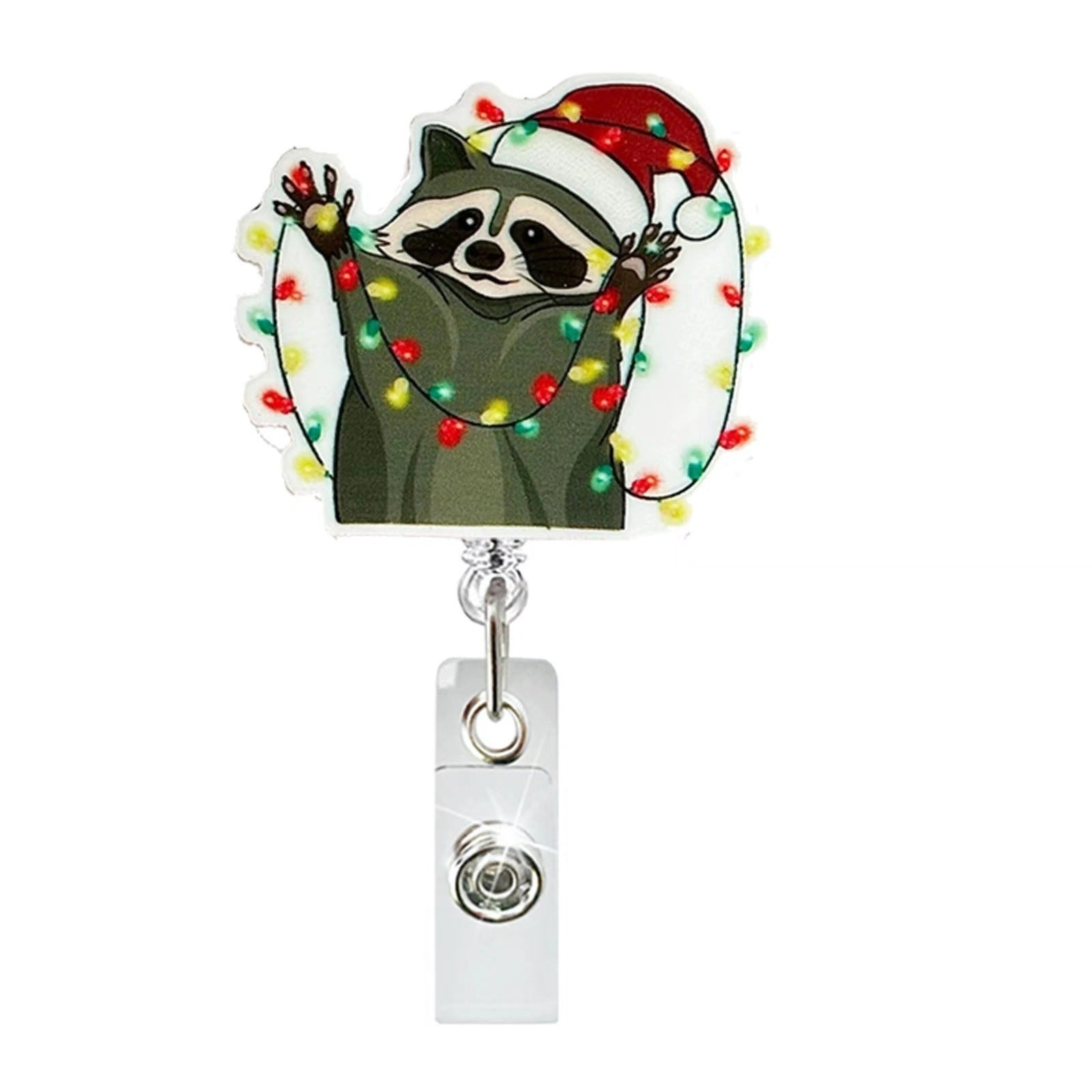 Wholesale Christmas Tree Holiday Glitter Badge Clip Retractable Fun Keychain ACC-KC-LingYu017