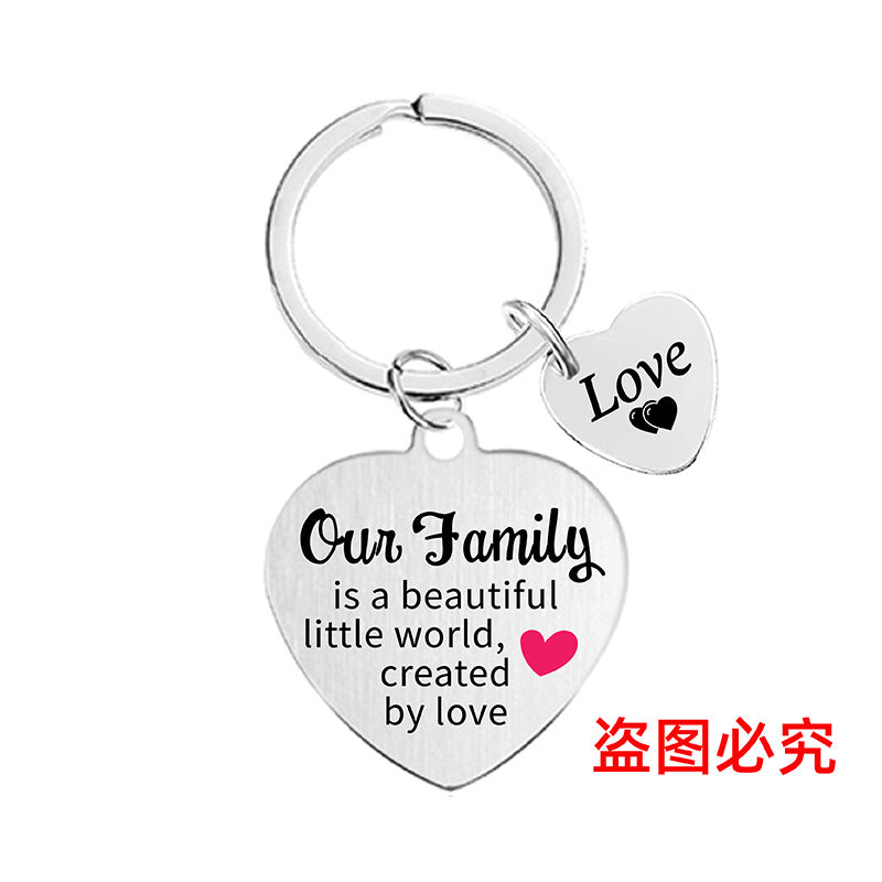Wholesale Heart Color Print Family Affection Inspirational Holiday Gift Metal Keychain Creative Keychain ACC-KC-Ganggu020