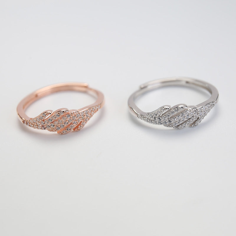 Wholesale 925 sterling silver  diamond-embedded open adjustable ring