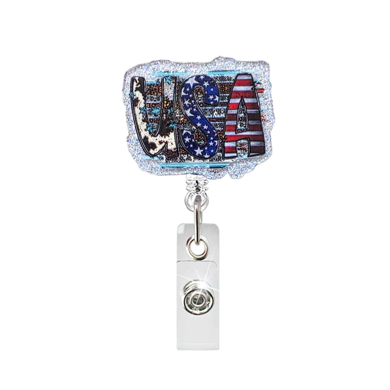 Wholesale Acrylic Retractable Badge Reel with US Flag Design - Fashion Accessory for Everyday Wear