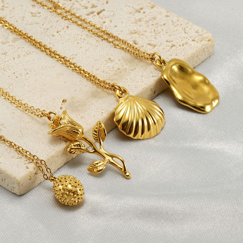 Wholesale Stainless Steel Rose Necklace Shell Titanium Steel Clavicle Chain Choker Necklace ACC-NE-ZhongXin002