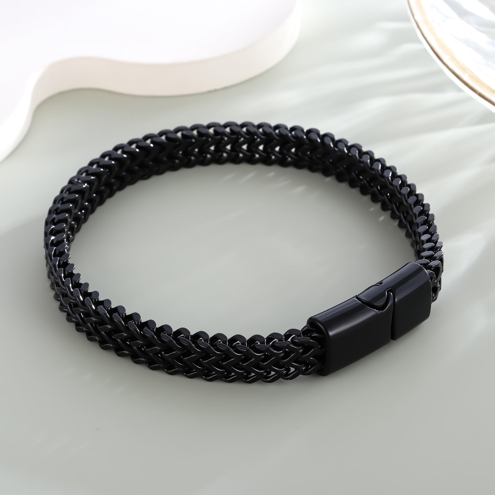 Wholesale 8*4MM Stainless Steel Fish Scale Bracelet Men's Double Row Punk Hip Hop Bracelet ACC-BT-LR001