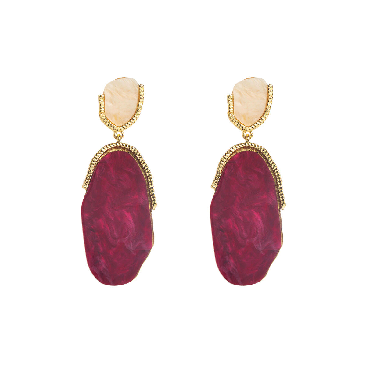 Wholesale oval earrings resin contrast color earrings